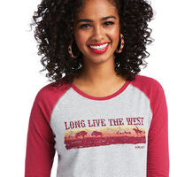 Ariat Women's R.E.A.L Long Live Heather Grey and Red Baseball Shirt