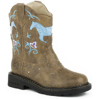 Roper Children's Horse Flowers Light Up Western Boots