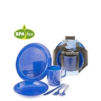 Camp Dinner Set 6pc Blue with Mesh Bag