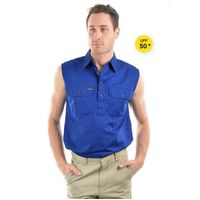 Hard Slog Men's Light Cotton Half Placket Sleeveless Shirt