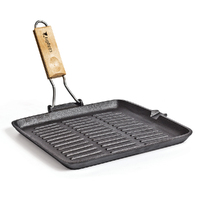 Campfire Square Frypan Griddle with Folding Handle 28cm