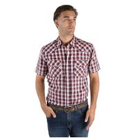 Pure Western Mens Edward Check Western S/Sleeve Shirt