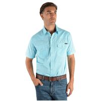 Wrangler Men s Young Print Western S/Sleeve Shirt Aqua