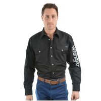 Wrangler Men's Logo Rodeo l/sleeve Shirt Black