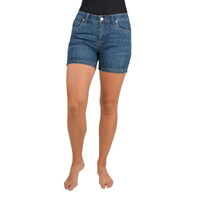 Wrangler Women's Q-Baby Booty Up Ultimate Shorts Mid Town Blue