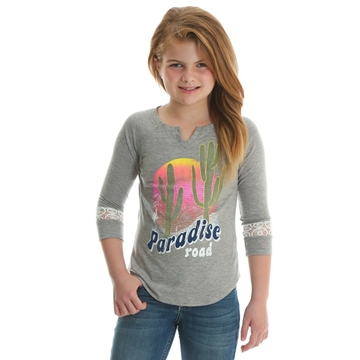 Picture of Wrangler Girls' Grey Cactus Paradise Road Tee 3/4 Sleeve