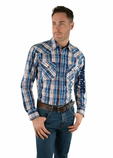 Picture of Wrangler Hendo Check Logo Long Sleeve Western Snap Shirt