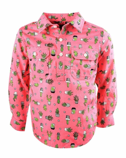 Picture of Hard Slog Girl's Frida half Placket L/Sleeve Shirt Lolly