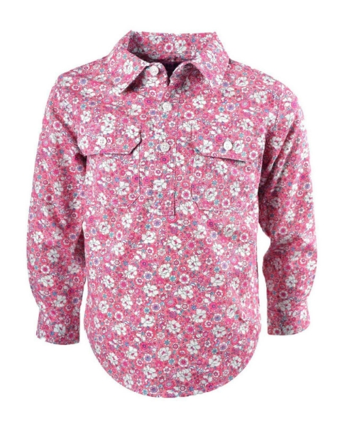 Picture of Hard Slog Children's Bethany half Placket L/Sleeve Shirt Pink