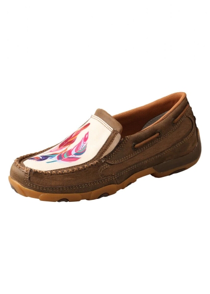 Picture of Twisted X Women's Feather Mocs Slip On Bomber/Bone
