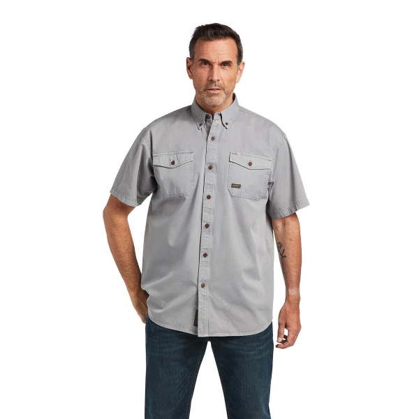 Picture of Ariat Men's Rebar Washed Twill Work Shirt Silver Fox