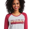 Picture of Ariat Women's R.E.A.L Long Live Heather Grey and Red Baseball Shirt