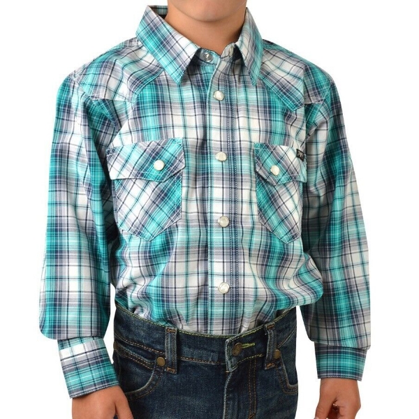 Picture of Pure Western Boy's David Check Western L/Sleeve Shirt