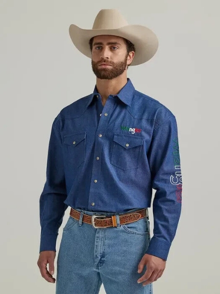 Picture of Wrangler Mens Snap Pocket Long Sleeve Shirt