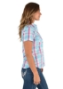Picture of Wrangler Women s Adabelle Check Western S/S Shirt Aqua/Pink