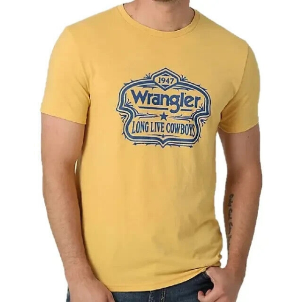 Picture of Wrangler Men's Long Live Badge Graphic Shirt